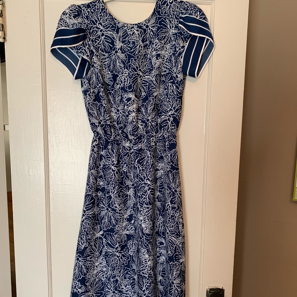 Blue and white dress